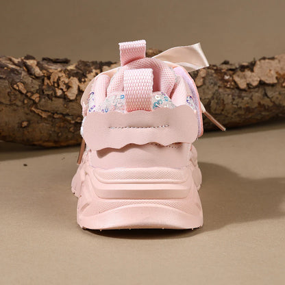 Children Shoes 2025 New Spring Toddler Girls Sport Shoes Bling Bling Soft Sole Breathable Outdoor Tennis Fashion Kids Sneakers