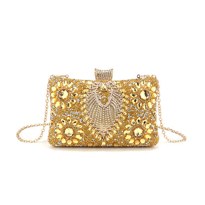 Acrylic Flower One Side Glitter Tassel Women Evening Bags Diamonds Small Day Clutch Luxury New Chain Shoulder Handbags For Party