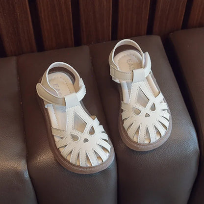 Children's Soft-soled Shoes Summer T-Strap Closed Toe Little Girls Princess Fashion Anti-Slip Korean Style Boys Beach Sandals