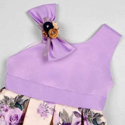 Off-the-Shoulder Dress European and American Princess Dress Girls' Printed Formal Dress Children's Hostess Dress