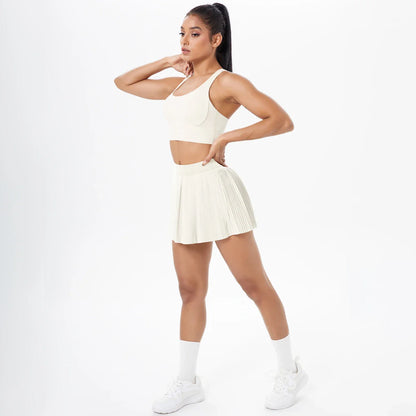2pcs New Sexy Yoga Set Backless Cross Straps Sports Bra Fashion Breathable Culotte Yoga Shorts With Pocket Gym Women Sports Set