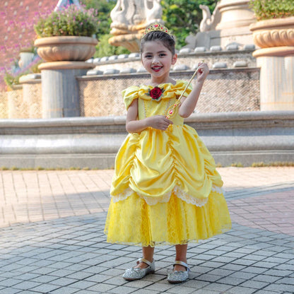 Girls Belle Cosplay Princess Dress Children Beauty Beast Clothes Birthday Carnival Christmas Party Costume Kids Ball Gown 2-11T