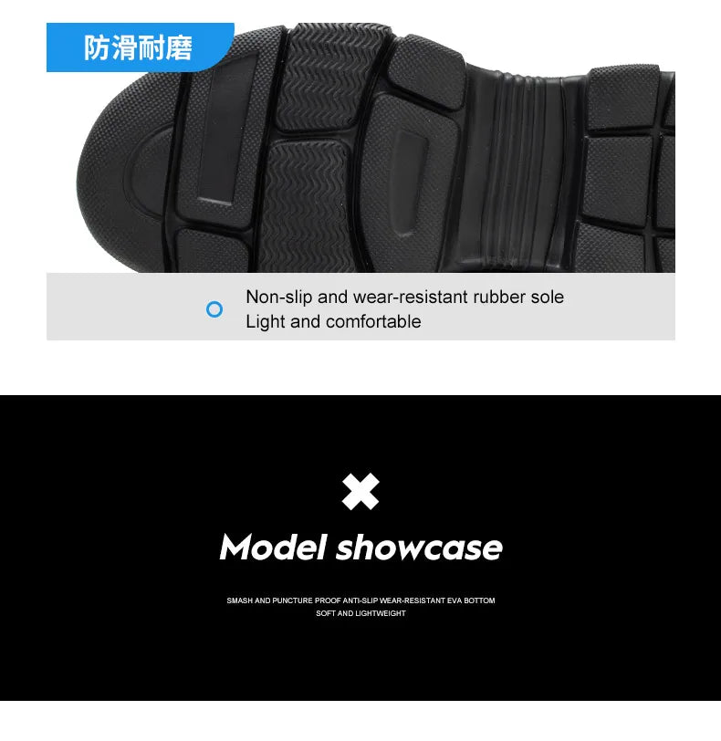 Men Safety Shoes Work Sneaker Anti-smash Non Slip Work Shoes Steel Toe Protection Shoes Lightweight Breathable Industrial Shoes