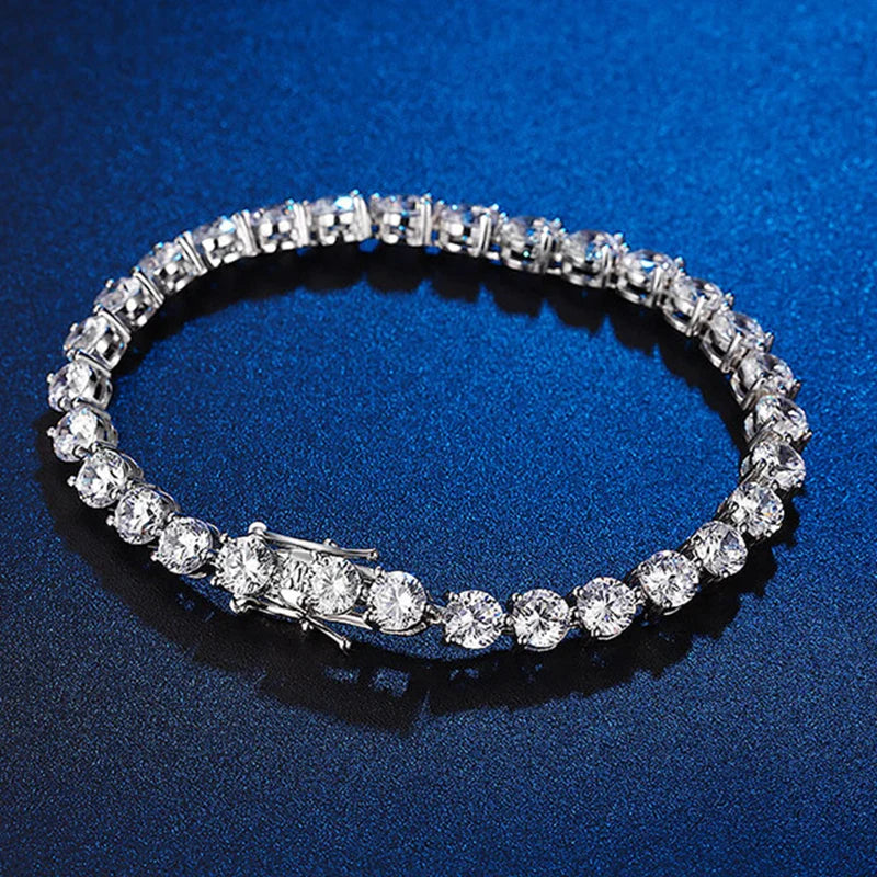 3 Claw 2.5/3mm Full D Color Moissanite Diamond Tennis Bracelet Hidden Buckle for Women Man 925 Silver Link Chain Bracelets