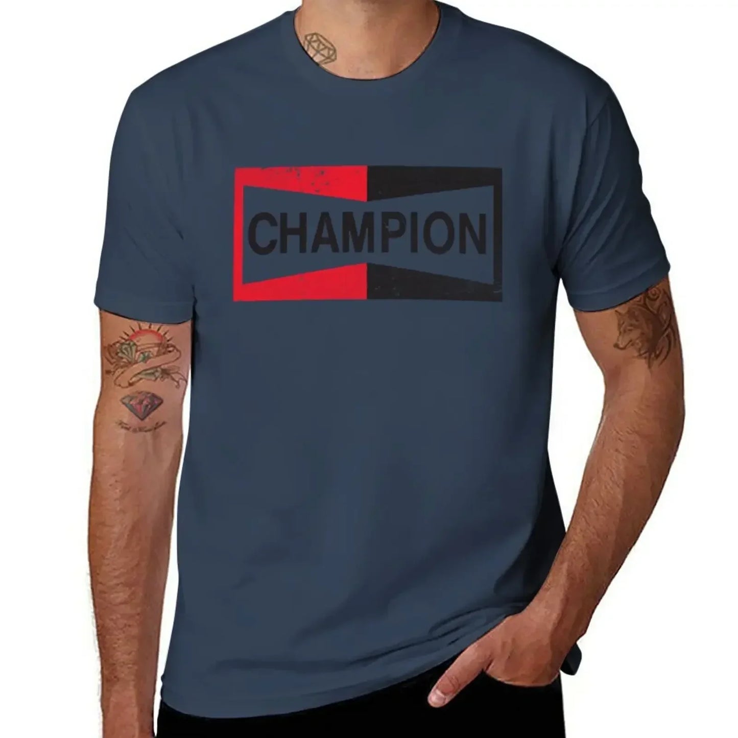 Spark Plug Retro Distressed Emblem - Cl T-Shirt Short sleeve tee new edition slim fit t shirts for men