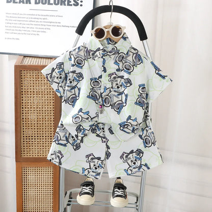 0-8Y Kids Baby Boy Clothes Summer Floral Print Sets 2Pcs Short Sleeve Shirt+Shorts Child Boy Beach Wear Casual Outfits