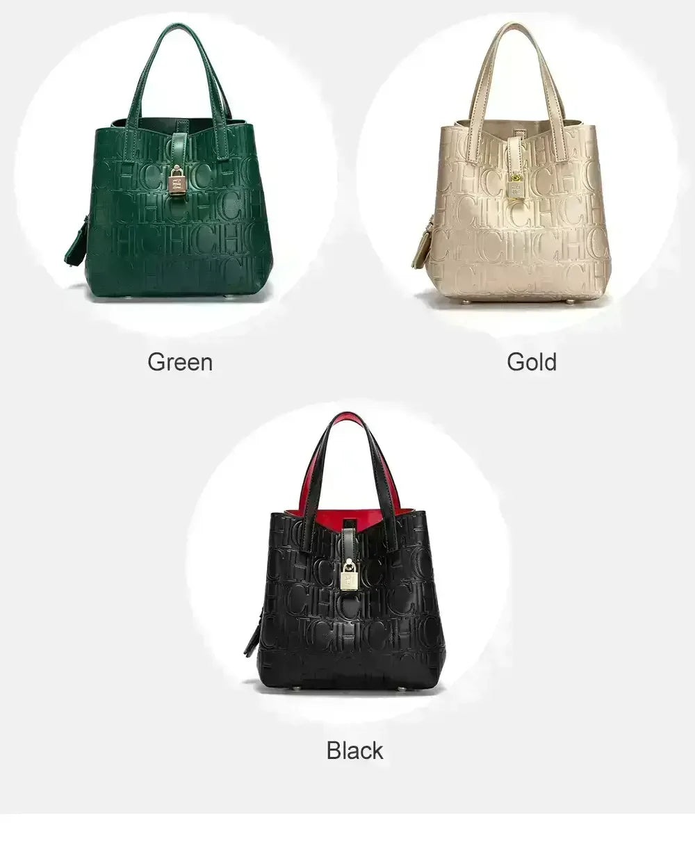 Large Capacity Handbag Luxury Brand Temperament Letter Print with Lock Design 2025 Trendy Women's Crossbody Bag