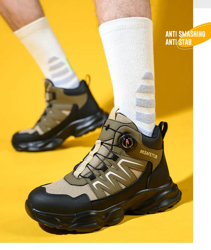 Men's Work Shoes Steel Resistant Anti-Puncture Anti-smash Toe Boots Slip Light Weight Safety Shoes Comfortable Men Shoes 40-46