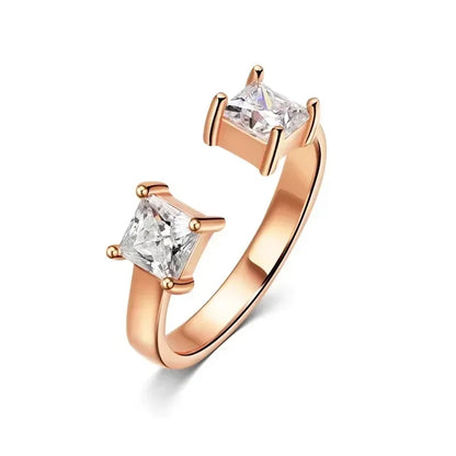 1CTTW 4.5mm Princess Cut Certified Moissanite Rings for Women Adjustable 100% 925 Sterling Silver Wedding Party Band Gift