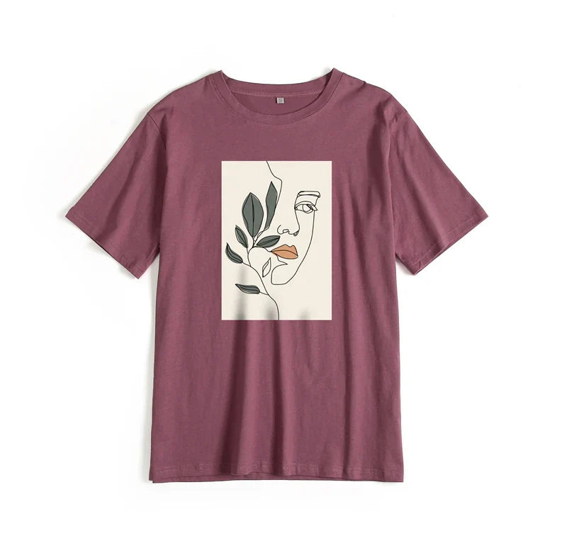 Gothic Graphic T Shirt Women 2023 Summer New Oversized Cotton Tees Casual Aesthetic Character Printed O Neck Tops