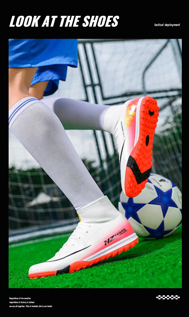 New Men Soccer Shoes Breathable Cleats Football Boots Training Boys Long Spikes Adult Outdoor Sport Non Slip Match Comfortable
