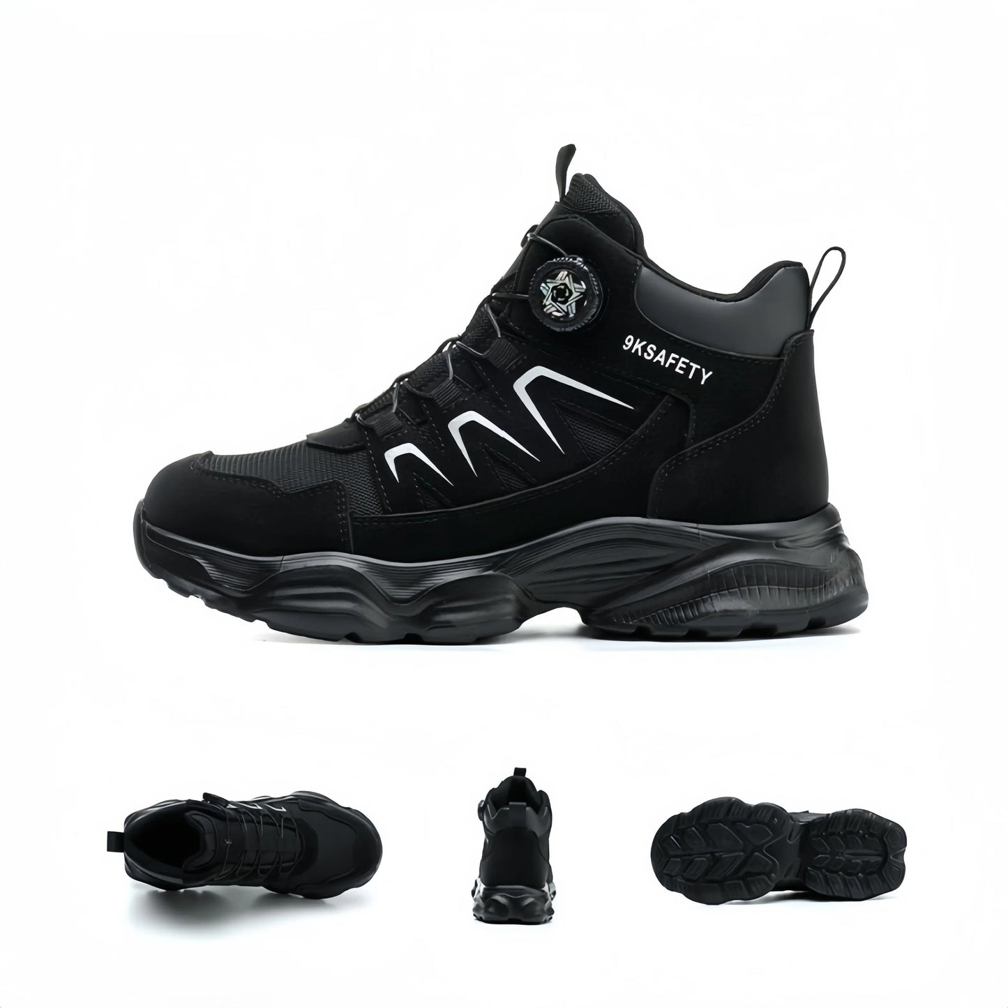 Rotating Button Fashion Sneaker Safety Shoes For Men Anti-Puncture Men's Work Shoes NO Slip Construction Working Boots Steel Toe