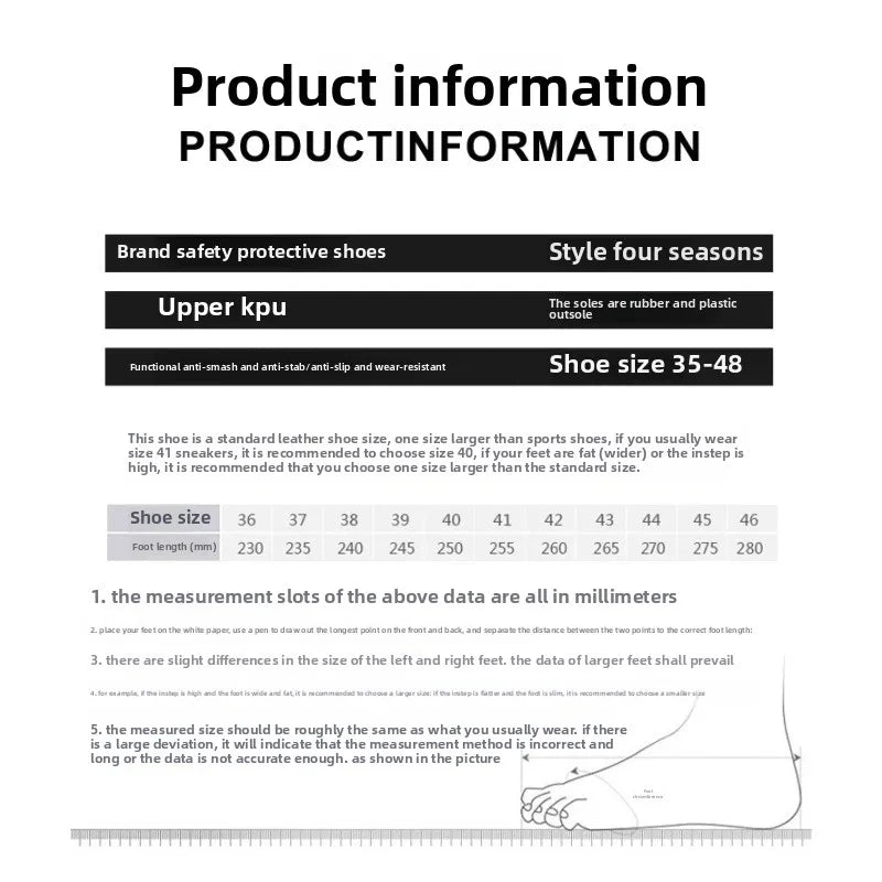 High Top Safety Shoes with Steel Toe Caps Anti-Smashing & Anti-Piercing Wear-Resistant Anti-Slip Labor Protection Footwear