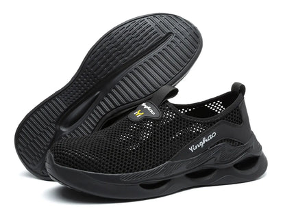 Lightweight safety shoes with large mesh, breathable, odor resistant, impact resistant, puncture resistant, and soft work shoes