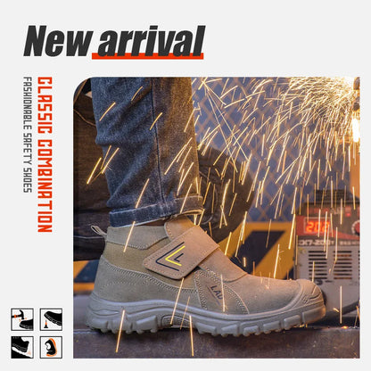 Men's work shoes with wear-resistant solid soles, anti smashing and puncture safety shoes, comfortable and breathable