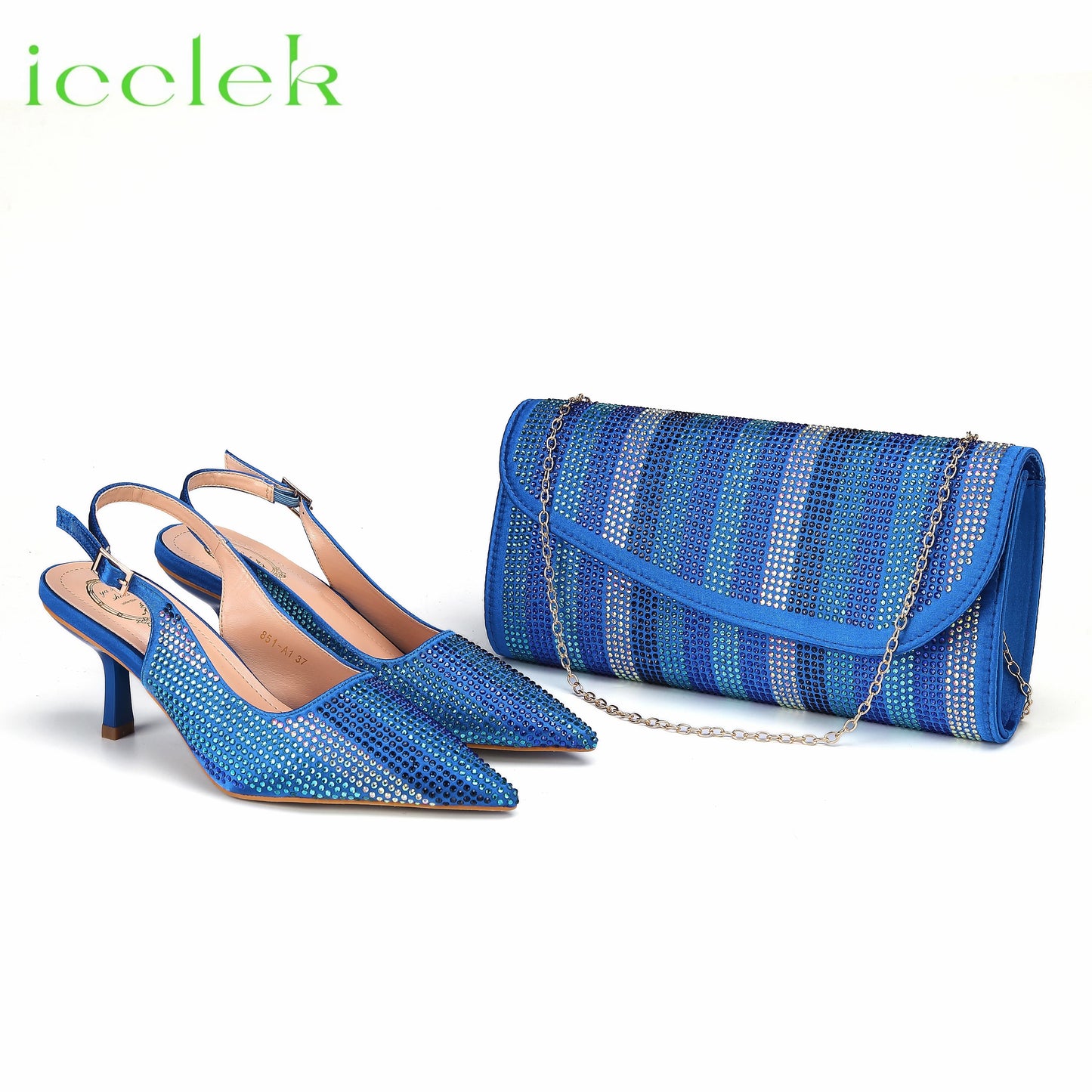 Italian Design African Women's High Heels Pointed Toe Sandals Party Wedding Party Magenta Color Shoes and Bags Set