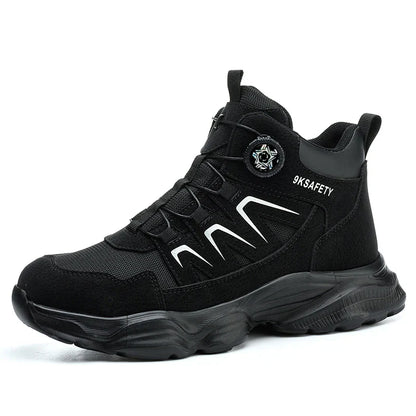 Rotating Button Fashion Sneaker Safety Shoes For Men Anti-Puncture Men's Work Shoes NO Slip Construction Working Boots Steel Toe