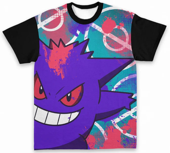Dark Style T-Shirt, Gastly Evolution Chain 3D All-Over Print Personalized Short Sleeve