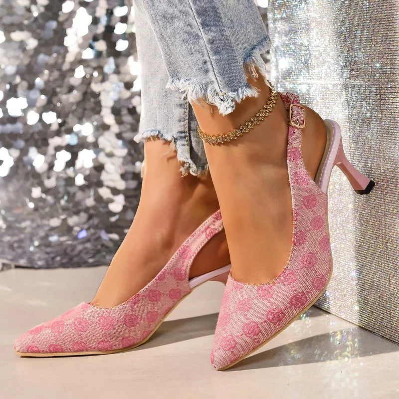 Brand Designer High Heels Sandals Women 2024 Summer Pointed Toe Ankle Straps Pumps Woman Plus Size 42 Thin Heeled Party Shoes