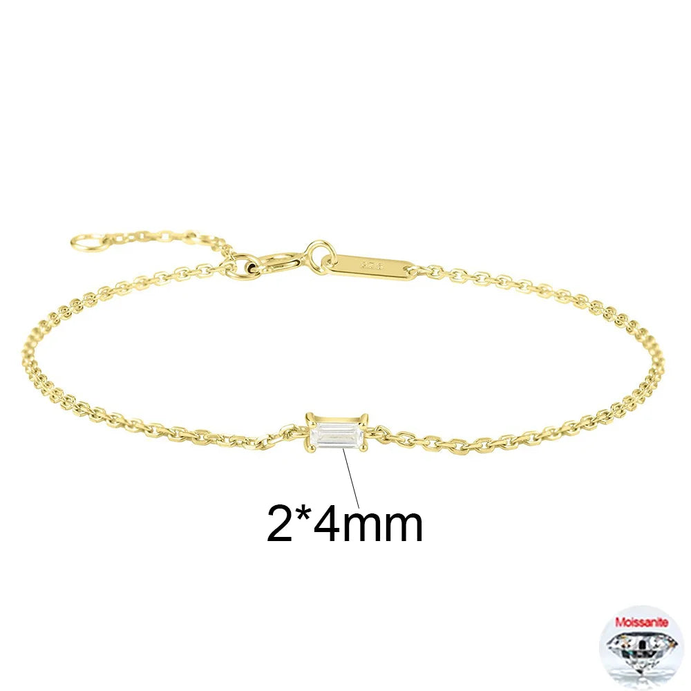 2.5mm Moissanite Bracelets For Women S925 Silver 18K Gold Plated Emerald/Pear Cut Lab Diamond HandChain Party Fine Jewelry
