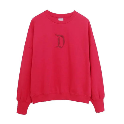 Mickey Mouse Letter Embroidery Sweatshirt New Women Long Sleeve O-Neck Pullover Jumper Tops