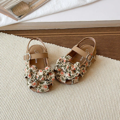 Summer Baby Girls Sandals Children Floral Bow Princess Shoes Soft Non Slip Toddler Kids Beach Shoes Comfortable Infant Sandals