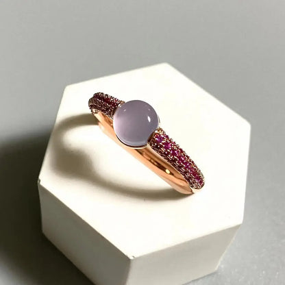 6mm Round Candy Style Ring for Women 33 Colors Purple Zircon Crystal Inlay Jewelry Birthday Gift