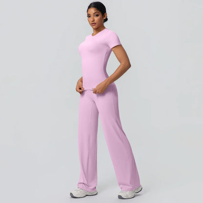 Fitness Sports Workout Yoga Set for Women Naked Feel Slim Casual Workout Top T-Shirt Quick Drying Push Up Running Pants Yoga Set