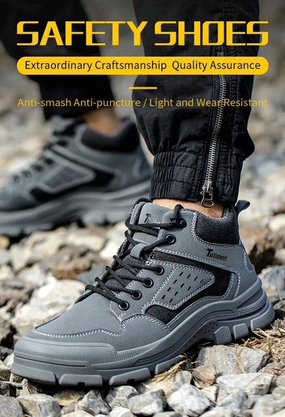 Safety Shoes Men With Steel Toe Cap Anti-smash Men Work Shoes Sneakers Light Puncture-Proof Indestructible Shoes Dropshipping