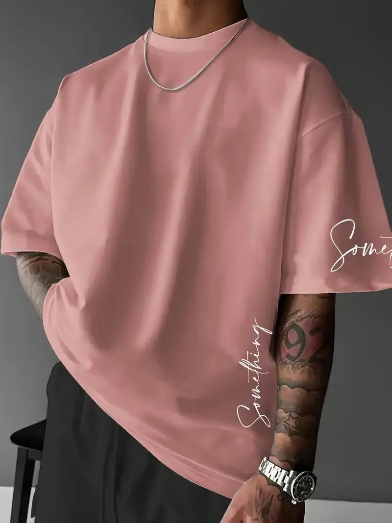 The 2025 summer new men's T-shirt features a casual fashionable comfortable soft and breathable 3D striped pattern print