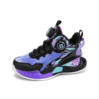 Children‘s Basketball Shoes Anti-slip Basketball Trainers Kids Outdoor Cushioned Sneakers Breathable Ankle Support Athletic Shoe
