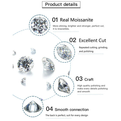 Luxury D Color 4mm 0.3CT Full Moissanite Hoop Earrings for Women S925 Silver All Diamond Earring Ear Buckle Fine Jewelry