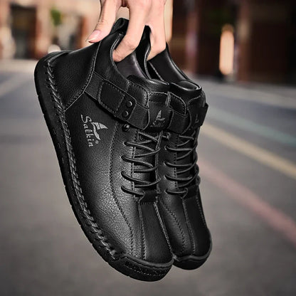 Handmade Leather Casual Men Shoes Design Sneakers Man Breathable Leather Shoes Men Ankle Boots Outdoor