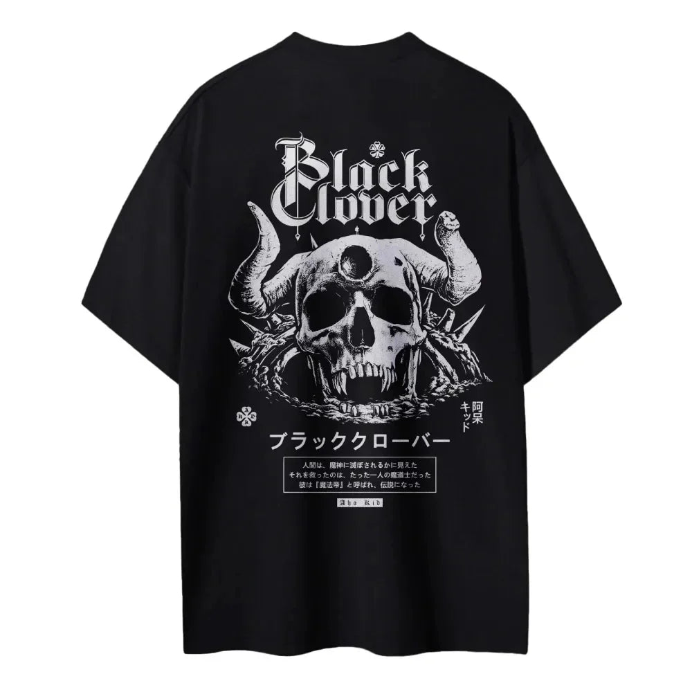 Black Clover T-shirt Men's Pure Cotton Casual  Round Neck T-shirt Short Sleeve Clothing Summer Sports Casual Short Sleeve Top