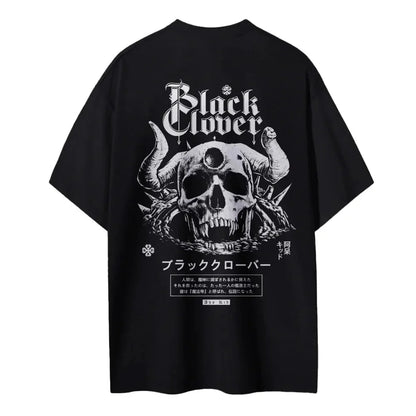 Black Clover T-shirt Men's Pure Cotton Casual  Round Neck T-shirt Short Sleeve Clothing Summer Sports Casual Short Sleeve Top