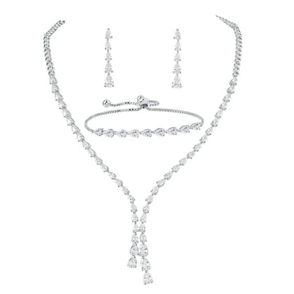 High Quality Set of 3 Pieces Necklace Bracelet and Earrings Jewelry Gift for Bride Girlfriend Wife