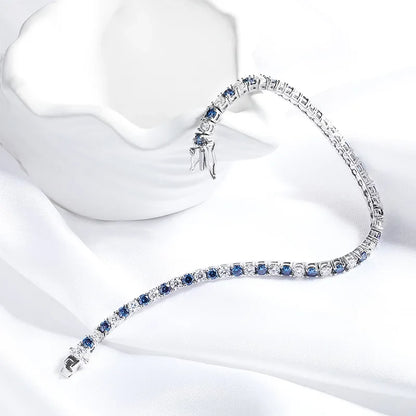 Certified 3/4/5mm Full Moissanite Diamond Tennis Bracelets for Women Man Colorful Gem Sparkling 925 Sterling Silver Chain