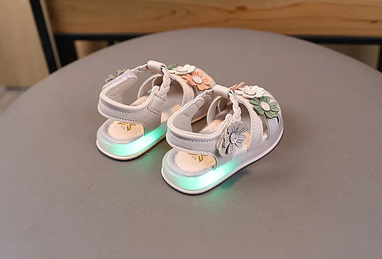 Girls Summer Fashion Light Hollow Breathable Sandals Toe Anti Kick Children Princess Shoes Toddler Toe Flower Toddler Shoes