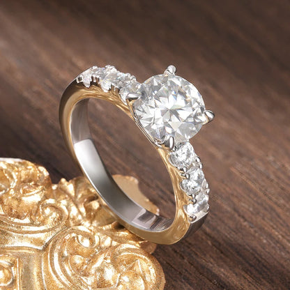 D VVS1 2ct Moissanite Rings for Women Engagement Wedding Brilliant Lab Diamond Band with GRA s925 Sterling Silver Ring