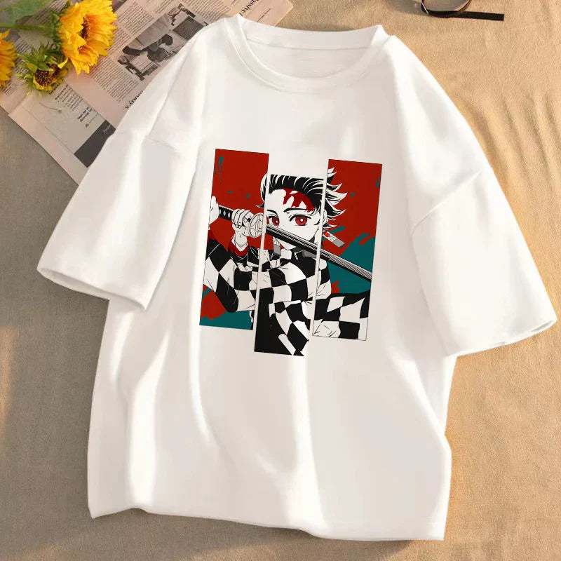 Demon Slayer Anime T-Shirt Kimetsu No Yaiba Unisex Graphic Tee Summer Short Sleeve Casual Cartoon Top Streetwear Anime Gift