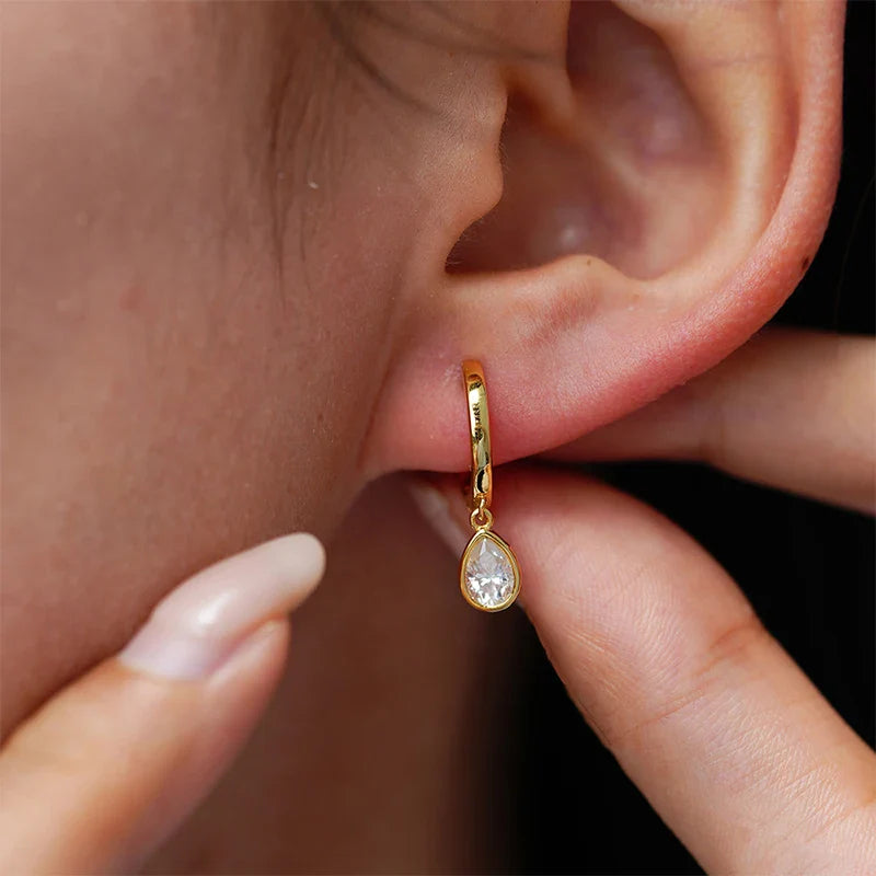 0.5ct Water Drop Moissanite Drops Earrings for Women Luxury Pear Cut Jewelry Silver 925 With Gold Plated Ladies' Earrings