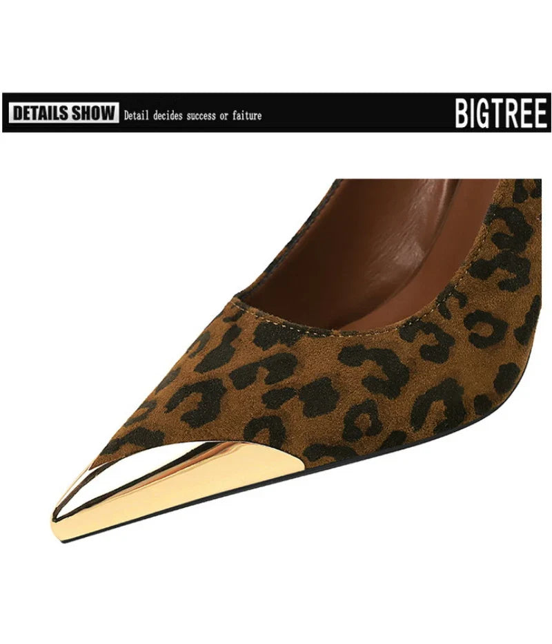 European American Style Metal Pointed High Heels Slim Heels Super High Heels Light Mouth Back Tripping And Banquet Single Shoes