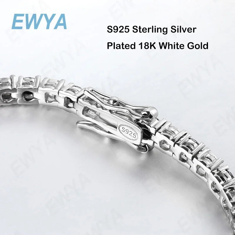 3mm 0.1CT Gradient Color Black Grey White Moissanite Diamond Tennis Bracelet for Men Women Unisex 925 Silver Link Bracelets