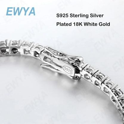 3mm 0.1CT Gradient Color Black Grey White Moissanite Diamond Tennis Bracelet for Men Women Unisex 925 Silver Link Bracelets