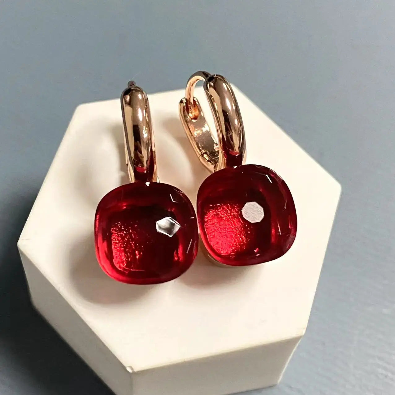 10.6mm Classic Nudo Earrings For Women High Quality Crystal Earrings Square Blue Topaz Earrings Fashion Jewelry Gift