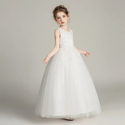 Kids Dresses For Girls Lace Dress Gown Princess Clothes Children Formal Evening Party Flower Girls Wedding Vestidois