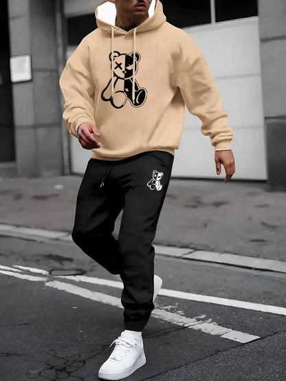 Tracksuit Sets Men's Casual Fleece Warm Hoodies Pants 2PCS Mens Long Sleeve Sport Suit Male Pullover Hoodies Sports Clothing