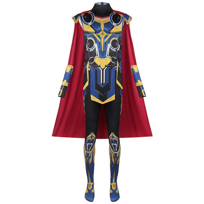 Thor Jane Cosplay Costume Adult Boys Girl Jumpsuit Halloween COS Bodysuit Carnival Party Outfits Cape for Men Women Boy Girl