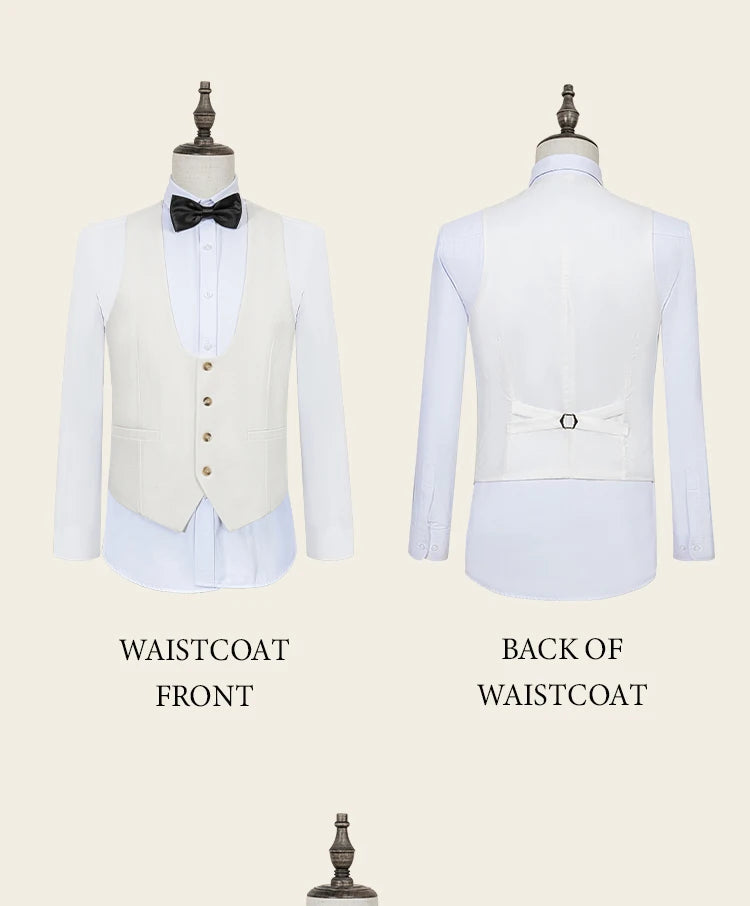 High Quality white elegant evening gown Tuxedo Prom man Suit Party Dress Slim fit casual suit wedding three-piece