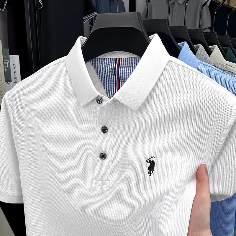 High end brand 100% cotton short sleeve polo shirt men luxur pony embroidery comfort breathable fashion T-shirt summer new top
